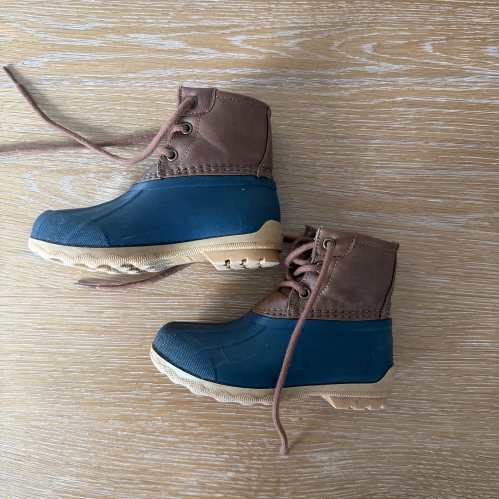 Sperry Saltwater Kids Tan and Blue Boots - Picture 3 of 5